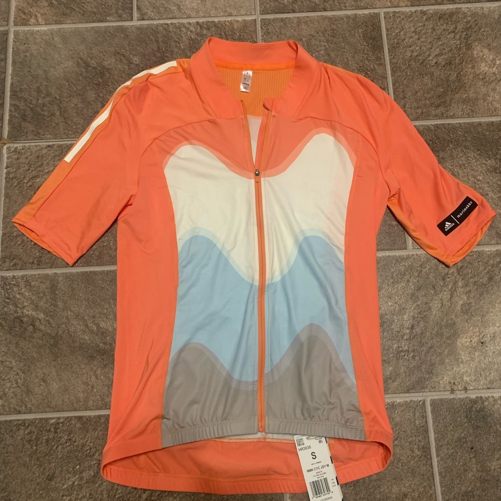NWT ADIDAS x THE MARIMEKKO CYCLING JERSEY $150 RETAIL CORAL HR3030 Men’s Size S
